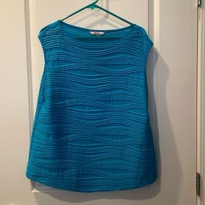 TanJay wavy textured blue sleeveless blouse.